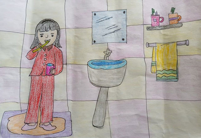 Vẽ tranh nha học đường - Tranh bé đánh răng