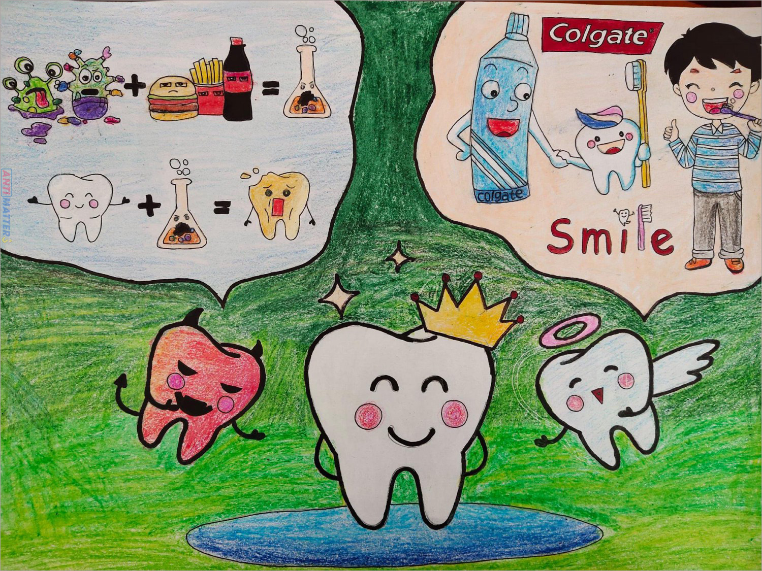 Tranh vẽ tay những cái răng in canvas thuốc nước thẩm mỹ và nghệ thuật YH001169  Y  Học Hội Họa