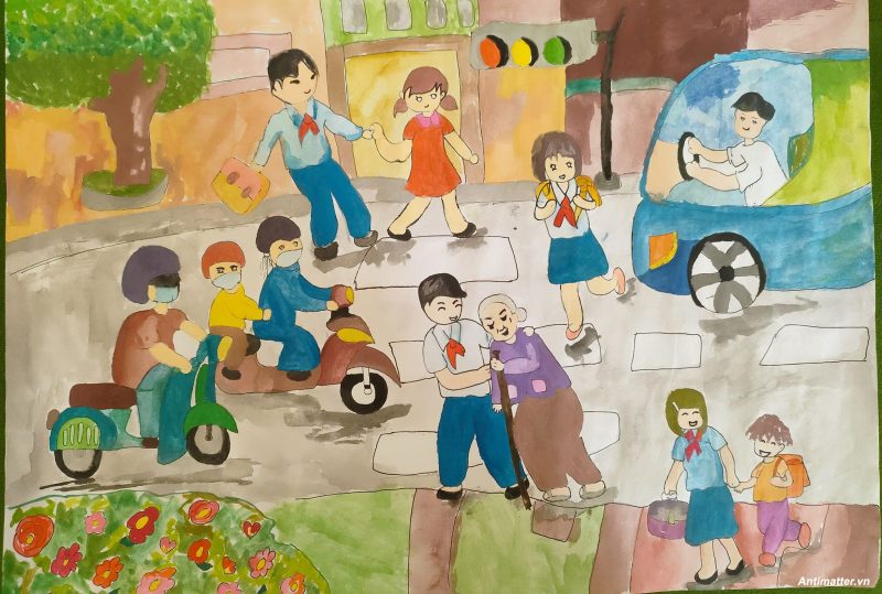 Vẽ tranh chủ đề thiếu nhi Việt Nam làm nghìn việc tốt đơn giản dễ nhất