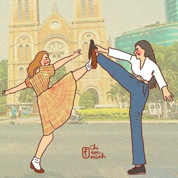 ảnh avatar đôi BFF lầy lội