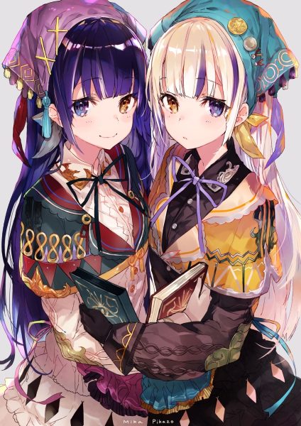 hình ảnh Avatar đôi BFF nữ anime mặc đồ thôn nữ